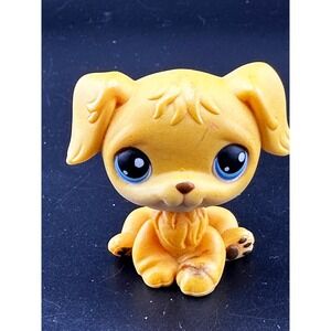 Authentic Littlest Pet Shop LPS Golden Retriever #21 Blue Eyes Puppy Dog